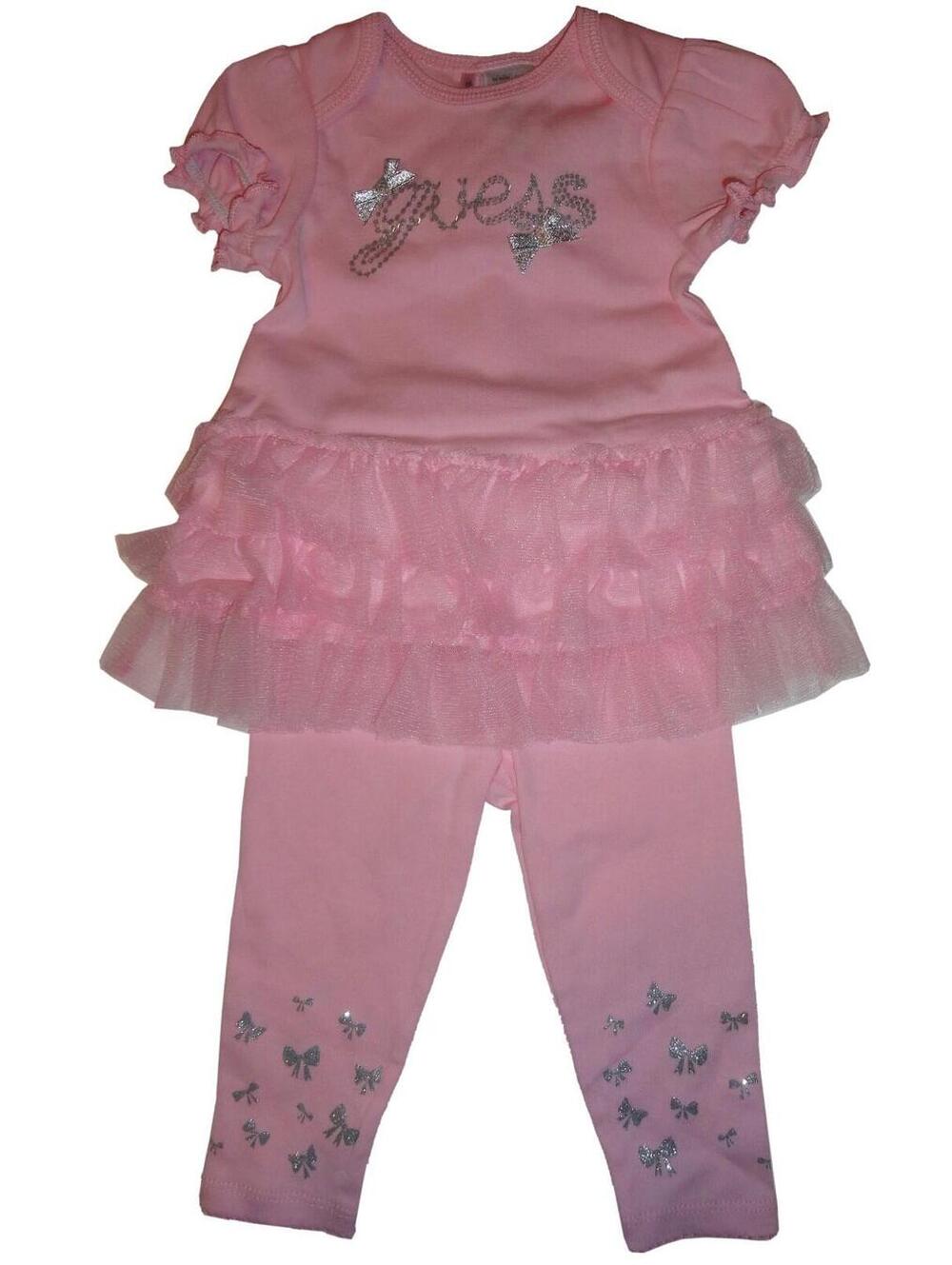 Guess Baby Girls 2 Pc Outift  Dress Top and Pants Pink  3-6 Months NWT NEW